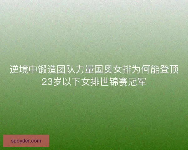 逆境中锻造团队力量国奥女排为何能登顶23岁以下女排世锦赛冠军